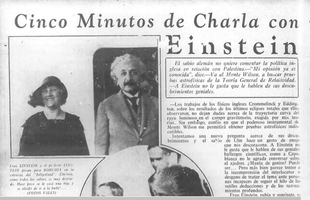 Albert Einstein entrevista a Bohemia