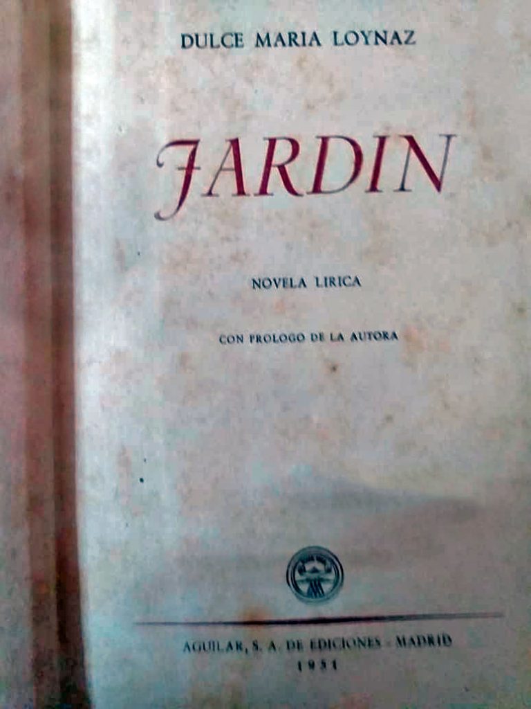 Novela Jardín-Dulce María Loynaz-autografiado