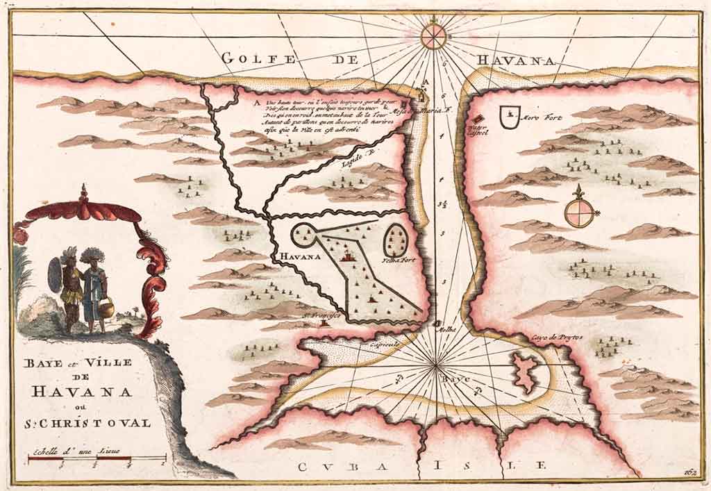 mapa Havana bahía 1708 francés