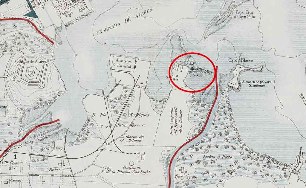 explosiones polvorines de san josé y san felipe-mapa-detalle