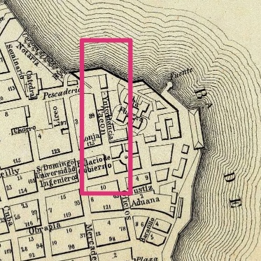 Plano de la calle Tacón en 1853