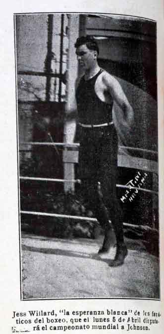 jess willard 1915 entrenando