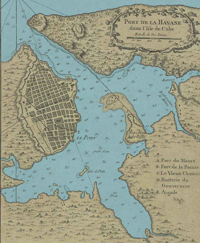1762-1764-plano-de-la-habana-sin-fecha-pero-muy-antiguo,-siglo-XVII-quiz-interesante-para-explicar-el-Canal-Sanitario