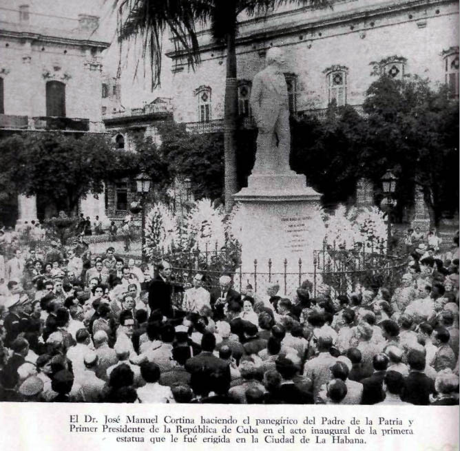 Acto de develacion de la estatua a Céspedes en la Plaza de Armas