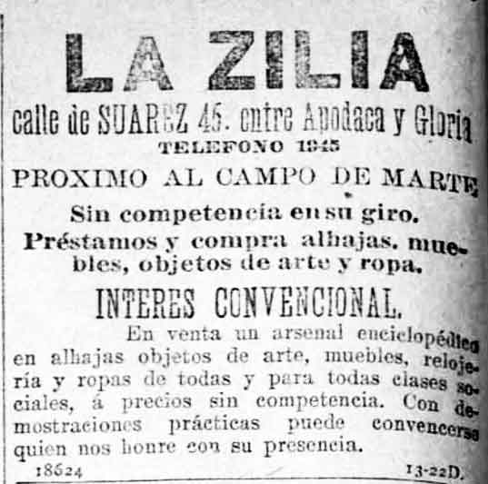 1907--la-zilia casas de empeño anuncios