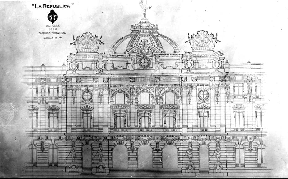 Plano original del Capitolio Eugenio Rayneri Piedra